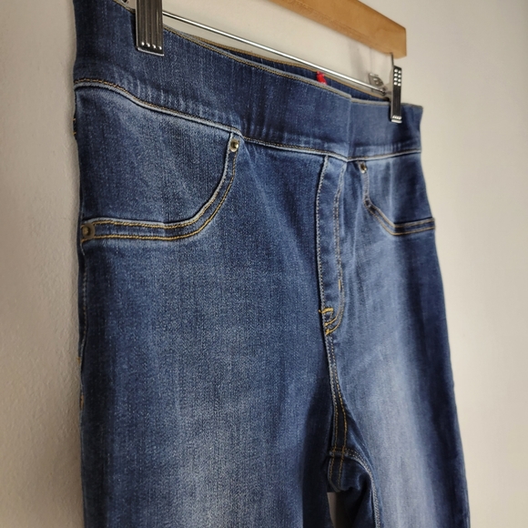 Spanx Distressed Ankle Skinny Pull On High Waist Released Raw Hem Jeans Jeggings - Picture 4 of 9